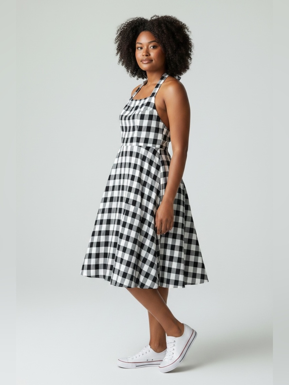 NWT IDOPIP Gingham Halter Retro Swing Dress - Large